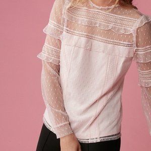 NEVER WORN Express pink lace long sleeve blouse